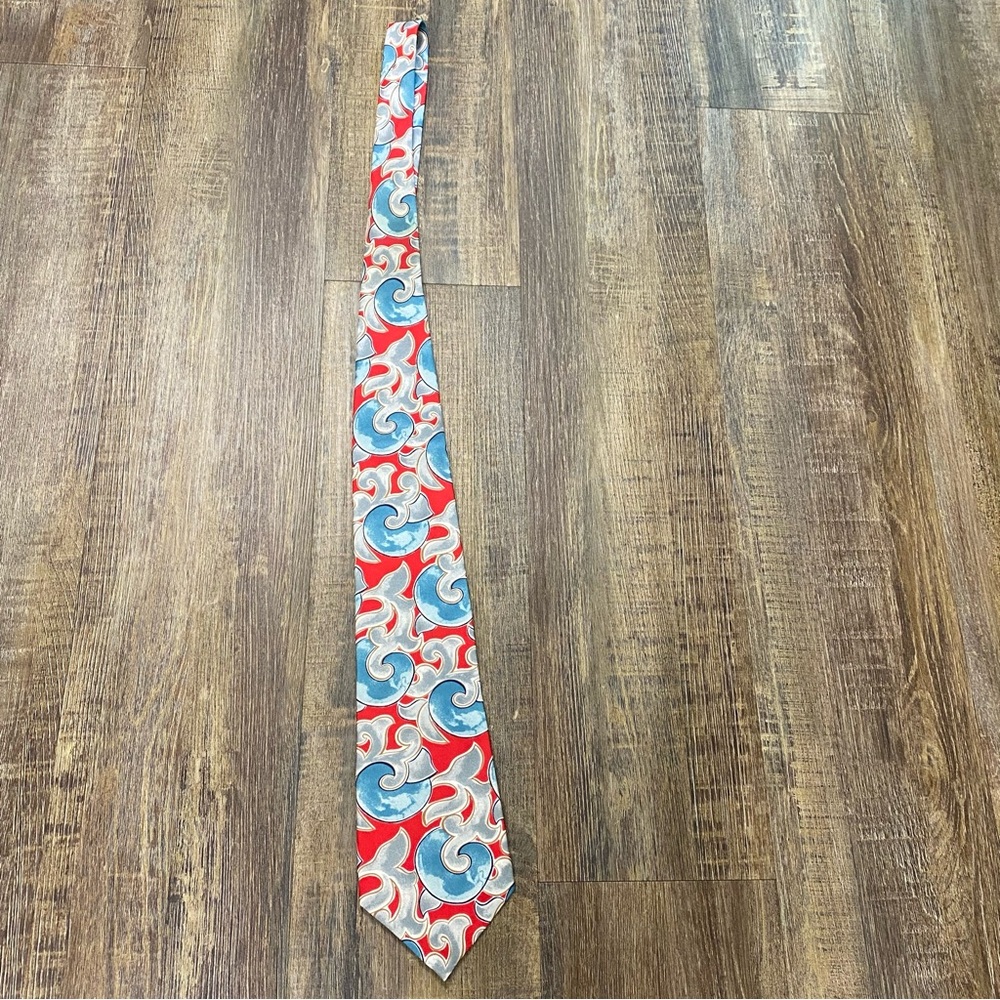 Oscar de‎ la Renta Red and Blue Swirl Tie